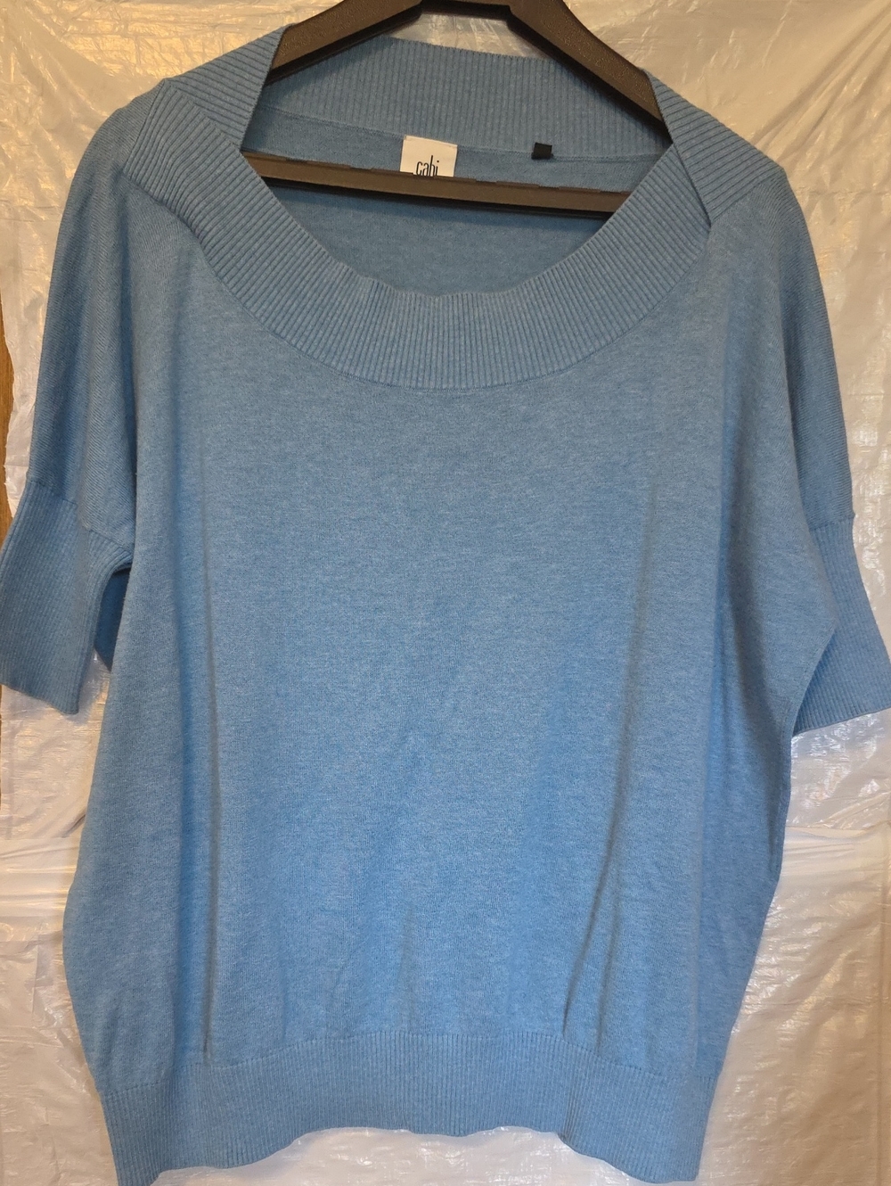 CAbi Cornflower Blue Knit Lounge Sweater Scoop Boat Neck Oversized #5007